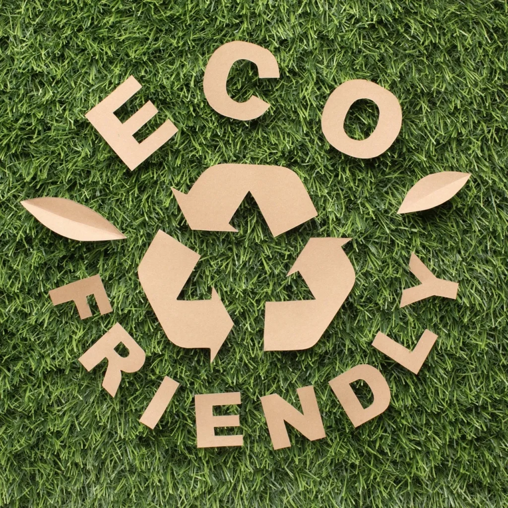 Vue dessus écologique signe recyclage